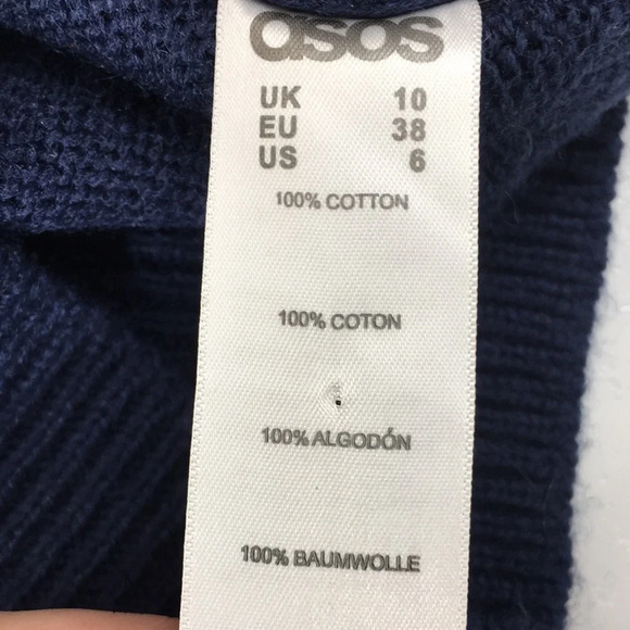 Asos‎ Revive Navy Cardigan Sweater Womens 6 Rhinestone Embroidered Embellished - Picture 7 of 13